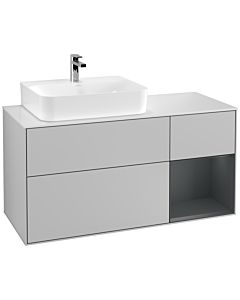 Villeroy und Boch Finion Villeroy und Boch G151HGGJ 120cm, plaque de finition blanc mat, Emotion, étagère à gauche Midnight Blue Matt Lacquer , gris clair mat