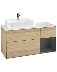 Villeroy und Boch Finion Villeroy und Boch G151HGPC 120cm, plaque de finition blanc mat, émotion, étagère à gauche Midnight Blue Matt Lacquer , Oak Veneer