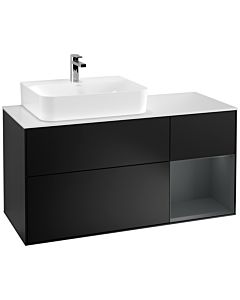 Villeroy und Boch Finion Waschtischunterschrank G151HGPD 120cm, Abdeckplatte white matt, Emotion, Regal links Midnight Blue Matt Lacquer, Black matt lacquer