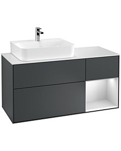 Villeroy und Boch Finion Waschtischunterschrank G151MTHG 120cm, Abdeckplatte white matt, Emotion, Regal links White matt lacquer, Midnight Blue Matt Lacquer