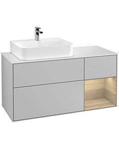 Villeroy und Boch Finion Villeroy und Boch G151PCGJ 120cm, plaque de finition blanc mat, Emotion, étagère à gauche Oak Veneer , gris clair mat