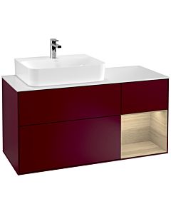 Villeroy und Boch Finion Waschtischunterschrank G151PCHB 120cm, Abdeckplatte white matt, Emotion, Regal links Oak Veneer, Peony Matt