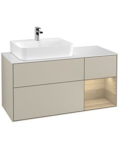 Villeroy und Boch Finion Villeroy und Boch G151PCHH 120cm, plaque de finition blanc mat, émotion, étagère à gauche Oak Veneer , Sand Matt Lacquer