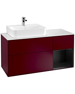 Villeroy und Boch Finion Waschtischunterschrank G151PDHB 120cm, Abdeckplatte white matt, Emotion, Regal links Black matt lacquer, Peony Matt