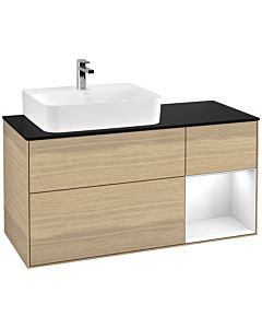 Villeroy und Boch Finion Villeroy und Boch G152GFPC 120cm, plaque de finition noir mat, Emotion, étagère gauche laqué blanc brillant, Oak Veneer