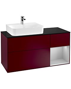 Villeroy und Boch Finion Waschtischunterschrank G152GJHB 120cm, Abdeckplatte black matt, Emotion, Regal links Light grey matt, Peony Matt