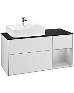 Villeroy und Boch Finion Villeroy und Boch Finion G152GJMT 120cm, cover plate black matt, Emotion, shelf left light gray matt, white matt lacquer