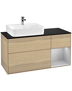 Villeroy und Boch Finion Villeroy und Boch G152GJPC 120cm, plaque de finition noir mat, Emotion, étagère gauche gris clair mat, Oak Veneer