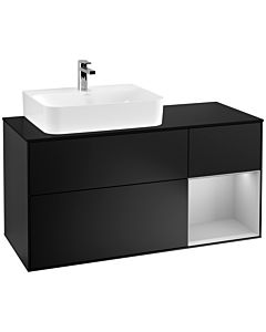 Villeroy und Boch Finion Villeroy und Boch G152GJPD 120cm, plaque de finition noir mat, Emotion, étagère gauche gris clair mat, laqué noir mat