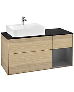 Villeroy und Boch Finion Villeroy und Boch G152GKPC 120cm, plaque de finition noir mat, Emotion, étagère gauche Anthracite mat, Oak Veneer