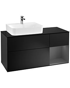 Villeroy und Boch Finion Villeroy und Boch G152GKPD 120cm, plaque de finition noir mat, Emotion, étagère gauche Anthracite mat, Laque noire mat