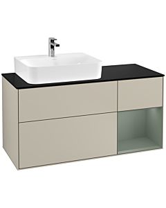 Villeroy und Boch Finion Villeroy und Boch G152GMHH 120cm, plaque de finition noir mat, Emotion, étagère à gauche Olive Matt Lacquer , Sand Matt Lacquer