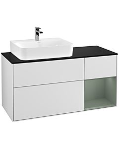 Villeroy und Boch Finion Villeroy und Boch Finion G152GMMT 120cm, cover plate black matt, Emotion, shelf left Olive Matt Lacquer , white matt lacquer