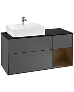 Villeroy und Boch Finion Villeroy und Boch G152GNGK 120cm, plaque de finition noir mat, Emotion, étagère gauche placage noyer, Anthracite mat