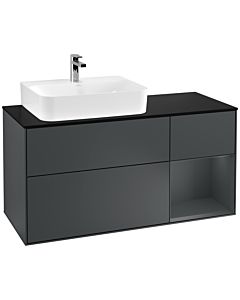 Villeroy und Boch Finion Waschtischunterschrank G152HGHG 120cm, Abdeckplatte black matt, Emotion, Regal links Midnight Blue Matt Lacquer, Midnight Blue Matt Lacquer