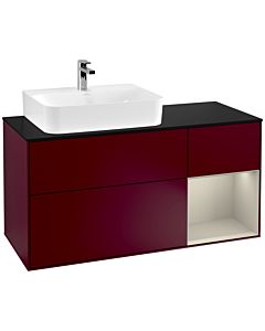 Villeroy und Boch Finion Villeroy und Boch G152HHHB 120cm, plaque de finition noir mat, Emotion, étagère à gauche Sand Matt Lacquer , Peony Matt