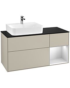 Villeroy und Boch Finion Villeroy und Boch Finion G152MTHH 120cm, cover plate black matt, Emotion, shelf left white matt lacquer, Sand Matt Lacquer