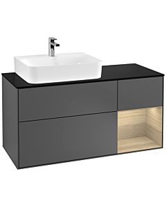 Villeroy und Boch Finion Villeroy und Boch G152PCGK 120cm, plaque de finition noir mat, émotion, étagère à gauche Oak Veneer , anthracite mat