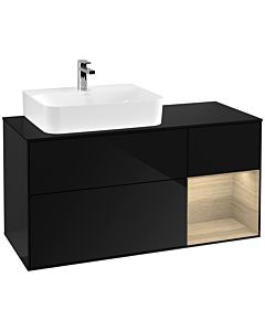 Villeroy und Boch Finion Villeroy und Boch Finion G152PCPH 120cm, cover plate black matt, Emotion, shelf on the left Oak Veneer , Glossy Black Lacquer