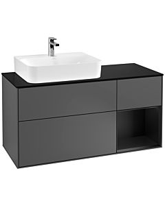 Villeroy und Boch Finion Villeroy und Boch Finion G152PDGK 120cm, cover plate black matt, Emotion, shelf left black matt lacquer, anthracite matt