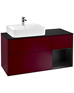 Villeroy und Boch Finion Waschtischunterschrank G152PDHB 120cm, Abdeckplatte black matt, Emotion, Regal links Black matt lacquer, Peony Matt
