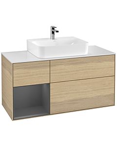 Villeroy und Boch Finion Villeroy und Boch G161GKPC 120cm, plaque de finition blanc mat, Emotion, étagère gauche anthracite mat, Oak Veneer