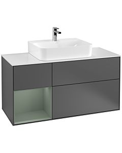 Villeroy und Boch Finion Villeroy und Boch G161GMGK 120cm, plaque de recouvrement blanc mat, émotion, étagère à gauche Olive Matt Lacquer , anthracite mat
