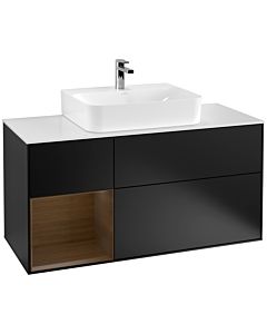 Villeroy und Boch Finion Villeroy und Boch Finion G161GNPD 120cm, cover plate white matt, Emotion, shelf left walnut veneer, black matt lacquer