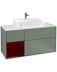 Villeroy und Boch Finion Villeroy und Boch G161HBGM 120cm, plaque de recouvrement blanc mat, émotion, étagère à gauche Peony , Olive Matt Lacquer