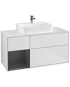 Villeroy und Boch Finion Waschtischunterschrank G161HGMT 120cm, Abdeckplatte white matt, Emotion, Regal links Midnight Blue Matt Lacquer, White matt lacquer