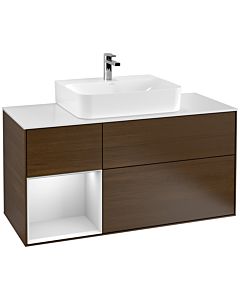 Villeroy und Boch Finion Villeroy und Boch Finion G161MTGN 120cm, cover plate white matt, Emotion, shelf left white matt lacquer, walnut veneer