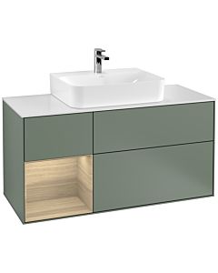 Villeroy und Boch Finion Villeroy und Boch G161PCGM 120cm, plaque de finition blanc mat, émotion, étagère à gauche Oak Veneer , Olive Matt Lacquer