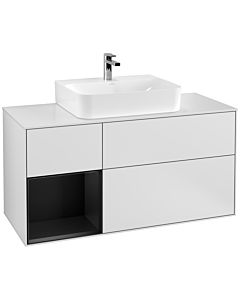 Villeroy und Boch Finion Villeroy und Boch Finion G161PDMT 120cm, cover plate white matt, Emotion, shelf left black matt lacquer, white matt lacquer