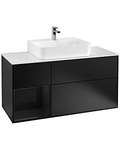 Villeroy und Boch Finion Villeroy und Boch G161PHPD 120cm, plaque de finition blanc mat, Emotion, étagère à gauche Glossy Black Lacquer , laqué noir mat