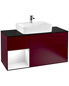 Villeroy und Boch Finion Villeroy und Boch G162GFHB 120cm, plaque de finition noir mat, Emotion, étagère gauche laqué blanc brillant, Peony Matt