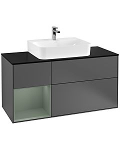 Villeroy und Boch Finion Villeroy und Boch G162GMGK 120cm, plaque de finition noir mat, émotion, étagère à gauche Olive Matt Lacquer , anthracite mat