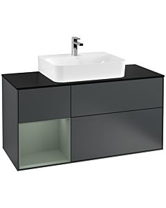 Villeroy und Boch Finion Waschtischunterschrank G162GMHG 120cm, Abdeckplatte black matt, Emotion, Regal links Olive Matt Lacquer, Midnight Blue Matt Lacquer