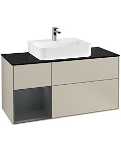 Villeroy und Boch Finion Waschtischunterschrank G162HGHH 120cm, Abdeckplatte black matt, Emotion, Regal links Midnight Blue Matt Lacquer, Sand Matt Lacquer
