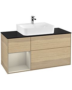 Villeroy und Boch Finion Villeroy und Boch G162HHPC 120cm, couvercle noir mat, Emotion, étagère à gauche Sand Matt Lacquer , Oak Veneer