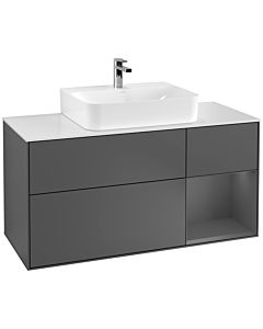 Villeroy und Boch Finion Waschtischunterschrank G171GKGK 120cm, Abdeckplatte white matt, Emotion, Regal rechts Anthracite matt, Anthracite matt