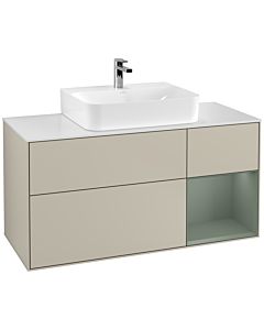 Villeroy und Boch Finion Villeroy und Boch G171GMHH 120cm, plaque de finition blanc mat, émotion, étagère à droite Olive Matt Lacquer , Sand Matt Lacquer