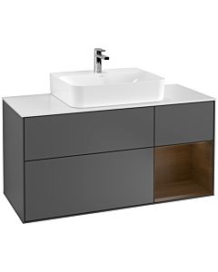 Villeroy und Boch Finion Villeroy und Boch Finion G171GNGK 120cm, cover plate white matt, Emotion, shelf on the right walnut veneer, anthracite matt