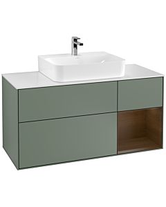 Villeroy und Boch Finion Villeroy und Boch Finion G171GNGM 120cm, cover plate white matt, Emotion, shelf on the right Olive Matt Lacquer veneer, Olive Matt Lacquer