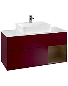 Villeroy und Boch Finion Waschtischunterschrank G171GNHB 120cm, Abdeckplatte white matt, Emotion, Regal rechts Walnut veneer, Peony Matt