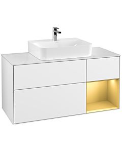 Villeroy und Boch Finion Villeroy und Boch Finion G171HFGF 120cm, cover plate white matt, Emotion, shelf right gold matt, Glossy white lacquer