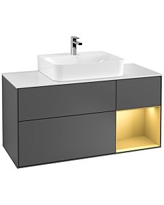Villeroy und Boch Finion Villeroy und Boch G171HFGK 120cm, plaque de recouvrement blanc mat, émotion, étagère droite or mat, anthracite mat