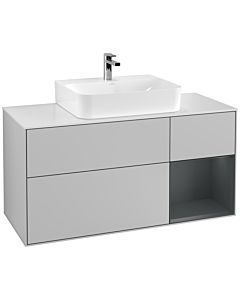 Villeroy und Boch Finion Waschtischunterschrank G171HGGJ 120cm, Abdeckplatte white matt, Emotion, Regal rechts Midnight Blue Matt Lacquer, Light grey matt