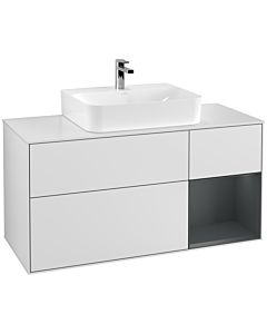 Villeroy und Boch Finion Waschtischunterschrank G171HGMT 120cm, Abdeckplatte white matt, Emotion, Regal rechts Midnight Blue Matt Lacquer, White matt lacquer
