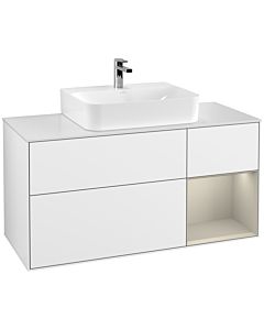 Villeroy und Boch Finion Villeroy und Boch Finion G171HHGF 120cm, cover plate white matt, Emotion, shelf on the right Sand matt, glossy white lacquer