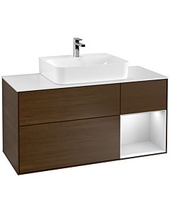 Villeroy und Boch Finion Villeroy und Boch Finion G171MTGN 120cm, cover plate white matt, Emotion, shelf on the right white matt lacquer, Walnut veneer